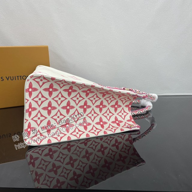 Lv路易威登2023專櫃新款OnTheGo中號手袋 LV帆布鋪陳淡雅手提肩背購物袋 M22976 ydh5102